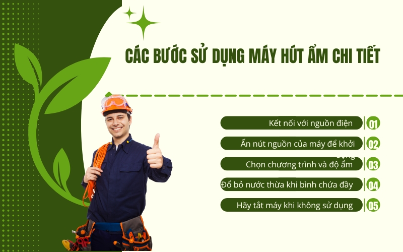 Các bước sử dụng máy hút ẩm chi tiết