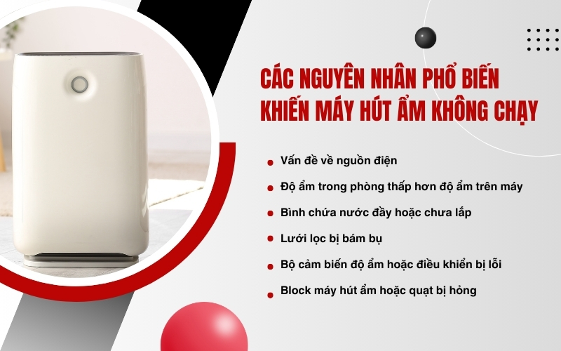 Các nguyên nhân phổ biến khiến máy hút ẩm không chạy