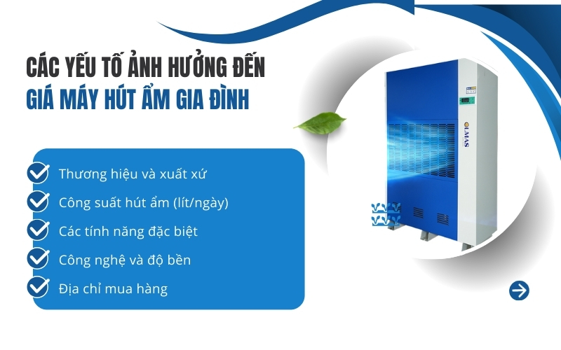 Các yếu tố ảnh hưởng đến giá máy hút ẩm gia đình