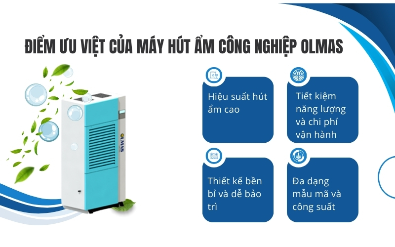 Điểm ưu việt của máy hút ẩm công nghiệp Olmas