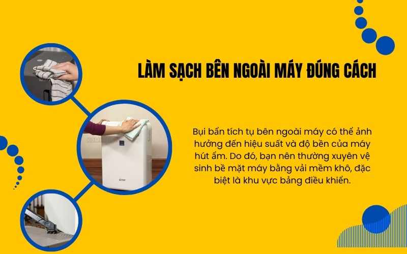 Làm sạch bên ngoài máy đúng cách
