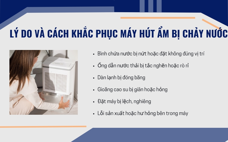 Lý do và cách khắc phục máy hút ẩm bị chảy nước