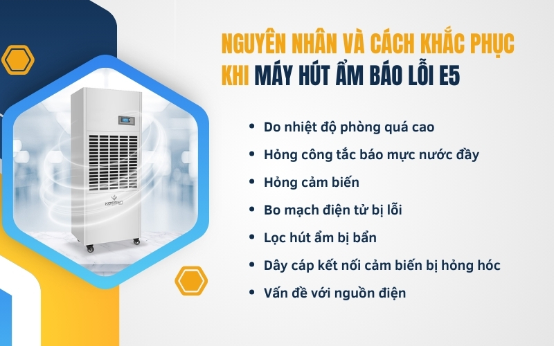 Nguyên nhân và cách khắc phục khi máy hút ẩm báo lỗi E5
