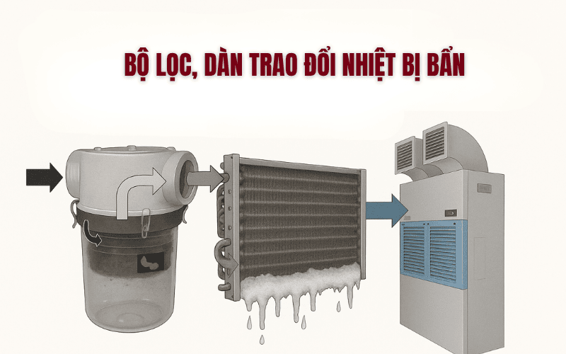 Bộ lọc, dàn trao đổi nhiệt bị bẩn