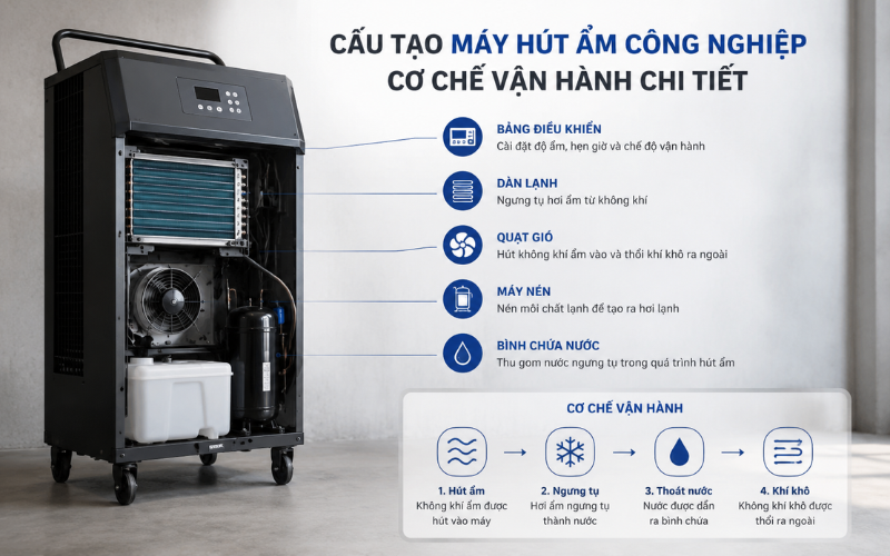 Cấu Tạo Máy Hút Ẩm Công Nghiệp Và Cơ Chế Vận Hành Chi Tiết