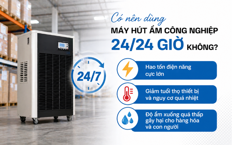 Có nên dùng máy hút ẩm công nghiệp 24/24 giờ không