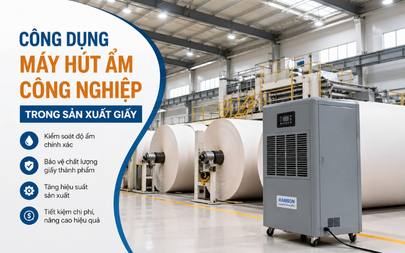 Công dụng máy hút ẩm công nghiệp trong sản xuất giấy