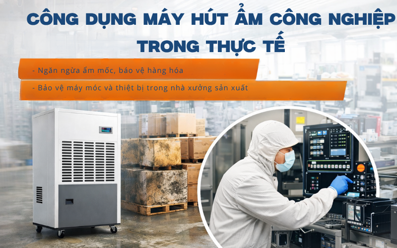 Công dụng máy hút ẩm công nghiệp trong thực tế