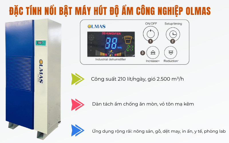 Đặc tính nổi bật máy hút độ ẩm công nghiệp Olmas OS-210L