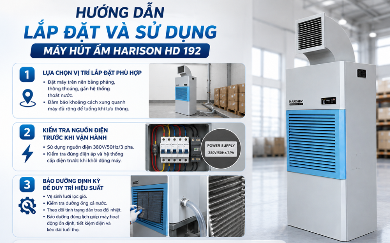 Hướng dẫn lắp đặt và sử dụng máy hút ẩm Harison HD-192B