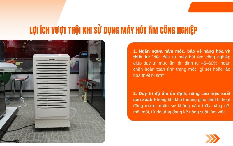 Máy hút độ ẩm công nghiệp giúp duy trì độ ẩm ổn định, nâng cao hiệu suất sản xuất