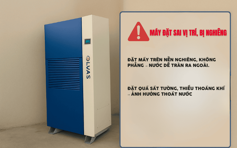 Máy đặt sai vị trí, bị nghiêng 