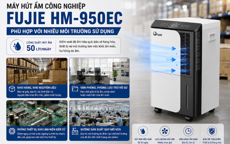 Máy hút ẩm công nghiệp FujiE HM-950EC (50 lít)
