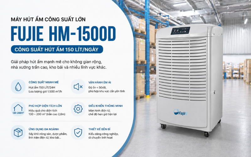 Máy hút ẩm công suất lớn FujiE HM-1500D 