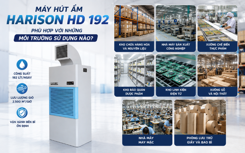 Máy hút ẩm Harison HD 192PS phù hợp với những môi trường sử dụng nào?