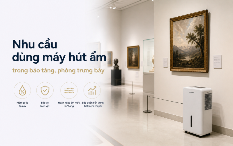Nhu cầu dùng máy hút ẩm trong bảo tàng, phòng trưng bày