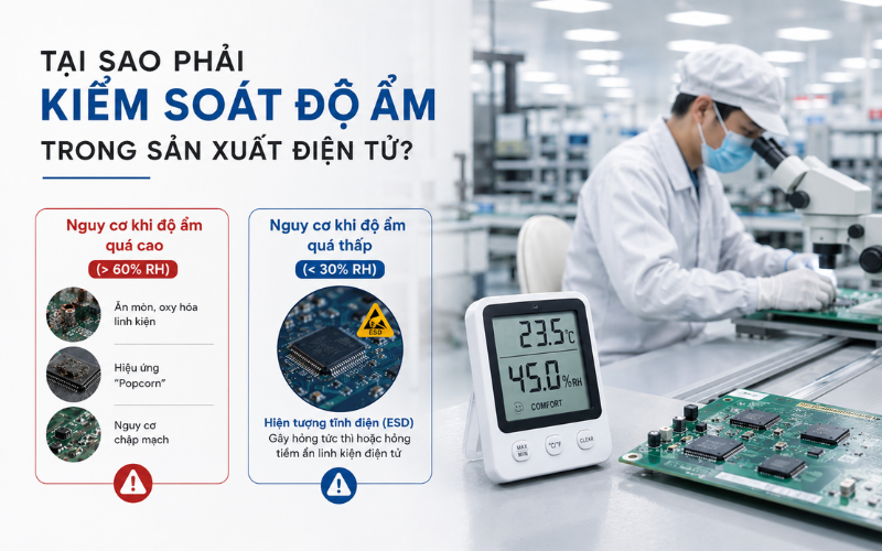 Tại sao phải kiểm soát độ ẩm trong sản xuất điện tử