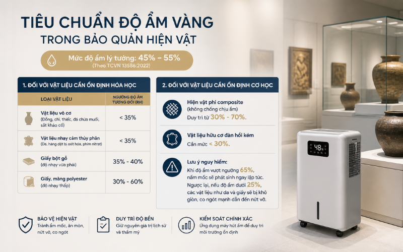 Tiêu chuẩn độ ẩm vàng trong bảo quản hiện vật