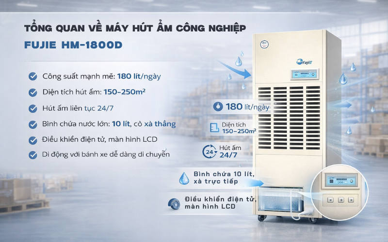 Tổng quan về máy hút ẩm công nghiệp Fujie HM-1800D