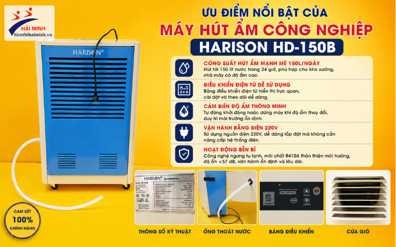  Ưu điểm nổi bật của máy hút ẩm công nghiệp Harison HD-150B