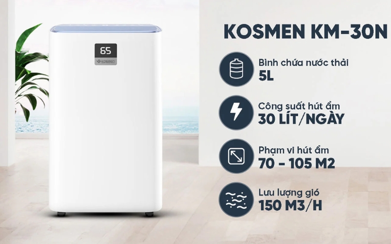 Thông số kỹ thuật của máy hút ẩm Kosmen KM-30N