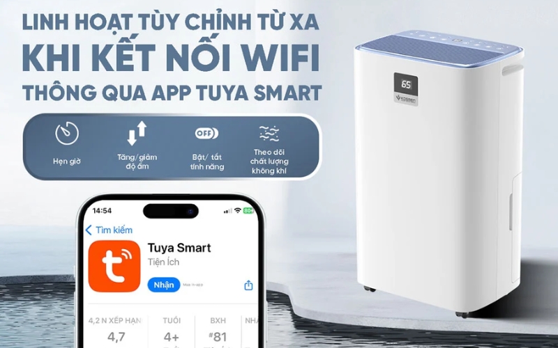 Máy hút ẩm Kosmen KM-30N sở hữu bảng điều khiển thông minh