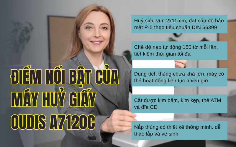 Điểm nổi bật của máy huỷ giấy Oudis A7120C