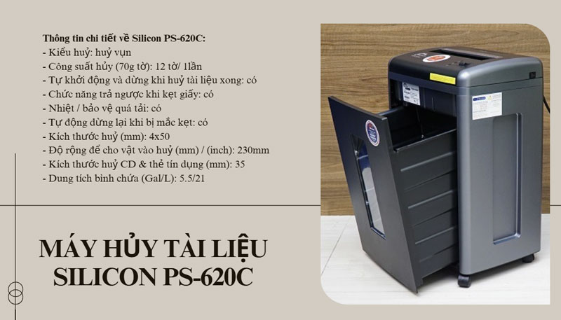  Máy hủy tài liệu Silicon PS-620C