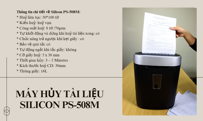 Máy hủy tài liệu Silicon PS-508M