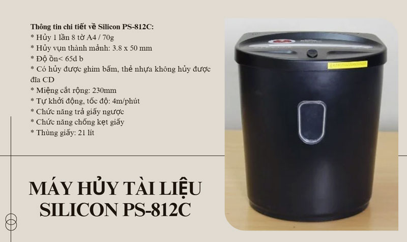 Máy hủy tài liệu Silicon PS-812C