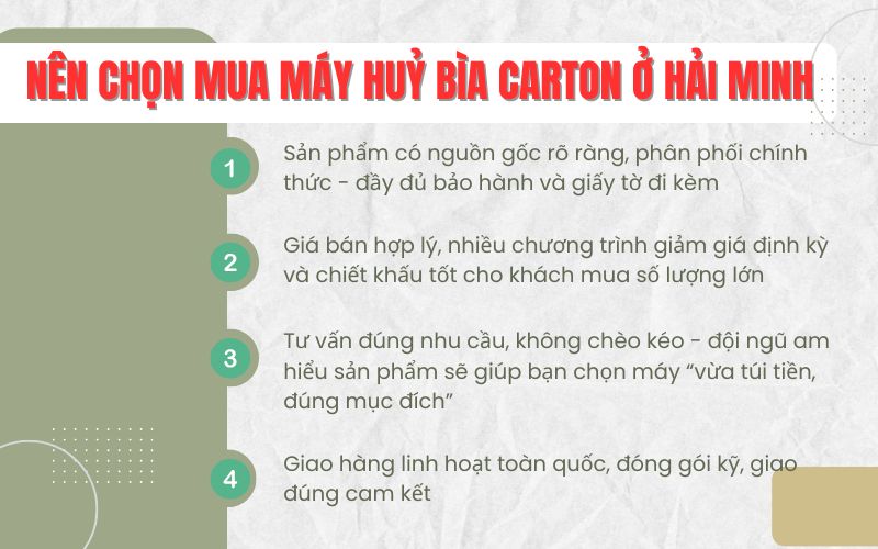 Tại sao nên chọn mua máy huỷ bìa carton ở Hải Minh