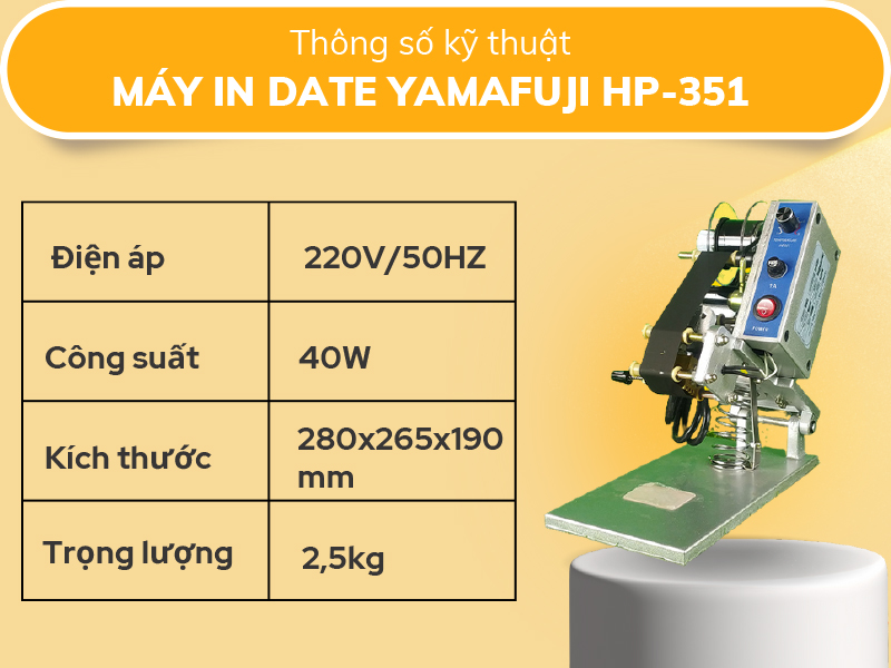 Thông số kỹ thuật của máy in date Yamafuji HP-351