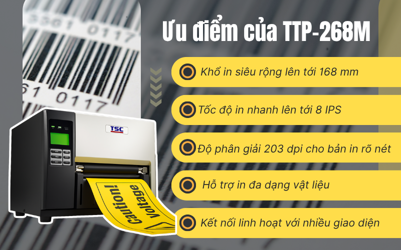 Máy in mã vạch TSC TTP-268M Plus