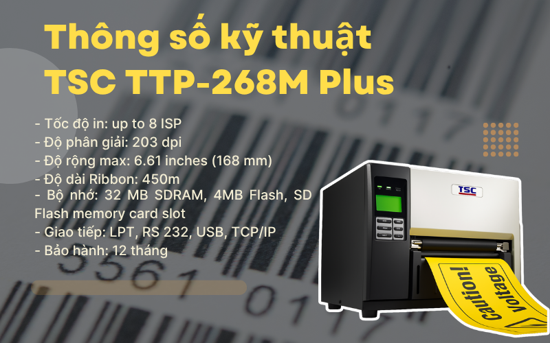 Máy in mã vạch TSC TTP-268M Plus