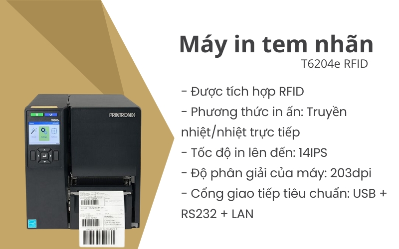 Máy in tem nhãn T6204e RFID