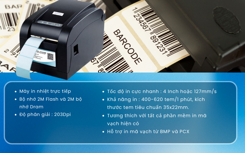 Thông số kỹ thuật của máy in mã vạch APOS-350B