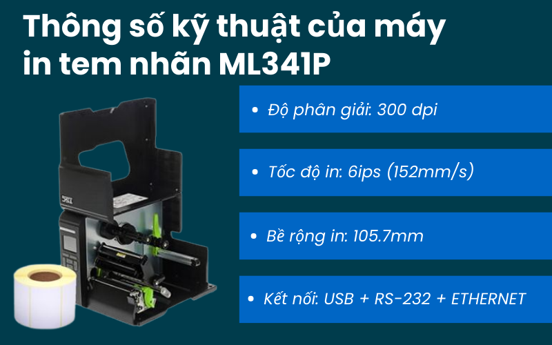 Thông số kỹ thuật của Máy in tem nhãn ML341P
