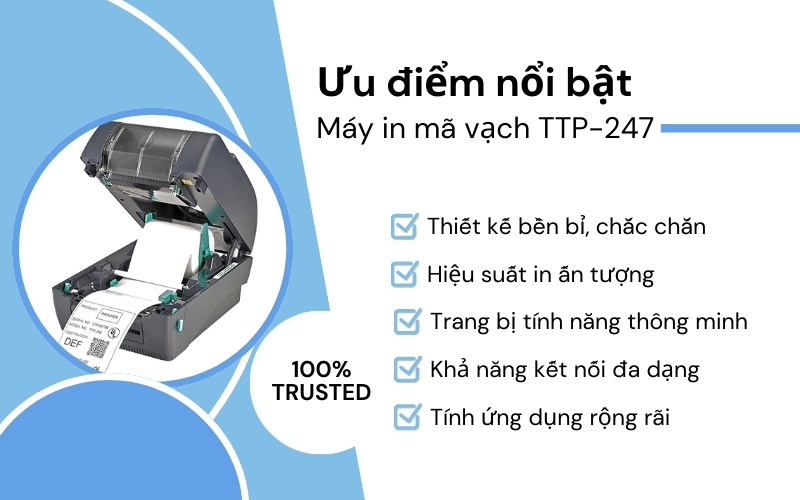 Ưu điểm nổi bật của Máy in mã vạch TTP-247