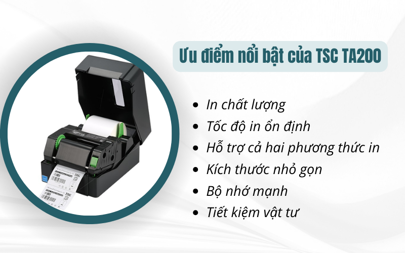 Ưu điểm của Máy in mã vạch TSC TE200 (USB,blutooth)