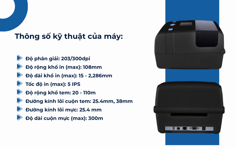 Thông số kĩ thuật máy in mã vạch ELITE