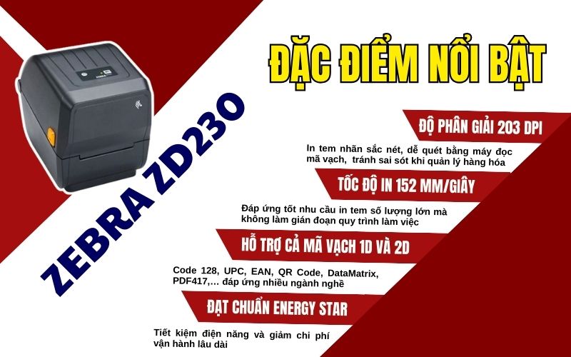 Đặc điểm nổi bật của máy in tem nhãn Zebra ZD230