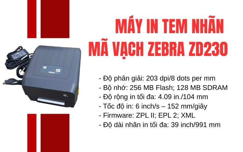 Máy in tem nhãn  mã vạch Zebra ZD230
