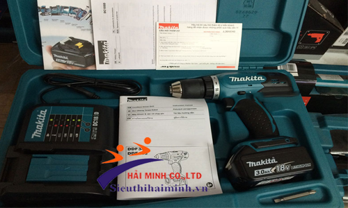Máy khoan pin vặn vít makita DDF453SF (18V) được bảo quản trong hộp nhựa cao cấp tiện lợi