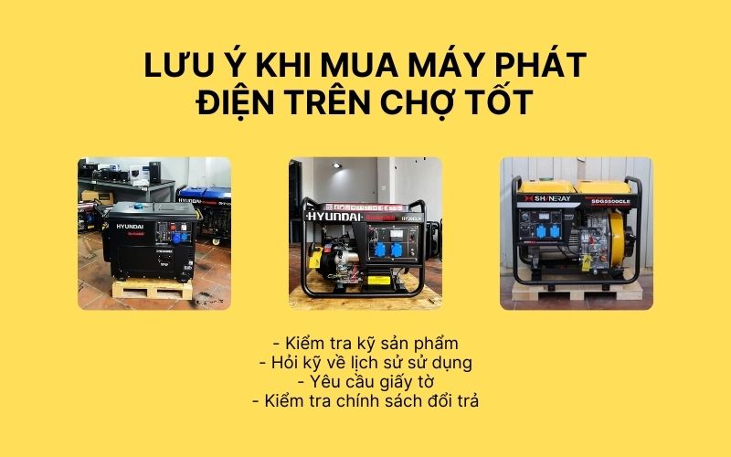 Lưu ý khi mua máy phát điện trên Chợ Tốt