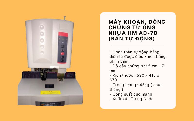 Đặc điểm nổi bật của máy đóng chứng từ ống nhựa HM AD-70