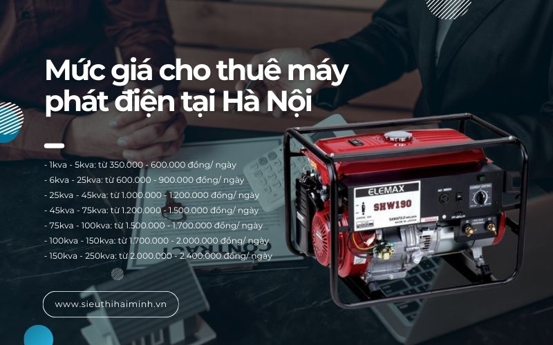 Mức giá cho thuê máy phát điện tại Hà Nội