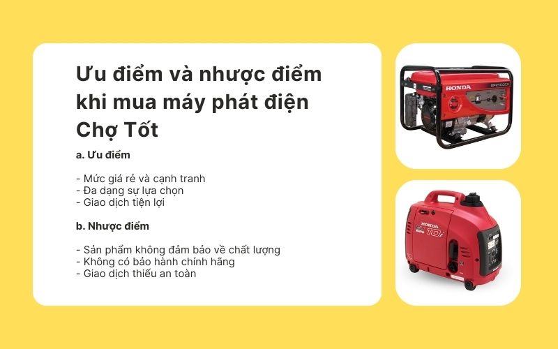 Ưu điểm và nhược điểm khi mua máy phát điện Chợ Tốt