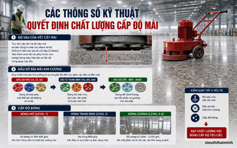 Các thông số kỹ thuật quyết định chất lượng cấp độ mài