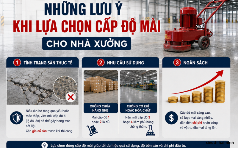 Những lưu ý khi lựa chọn cấp độ mài cho nhà xưởng
