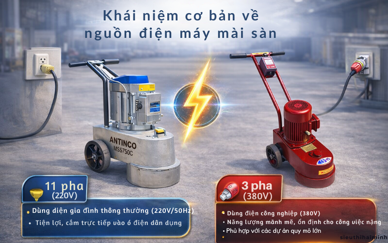 Khái niệm cơ bản về nguồn điện máy mài sàn